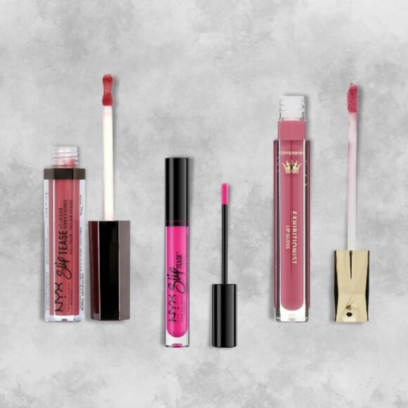NYX Slip Tease And Cover Girl Lip Gloss Bundle Limited Edition Bold Color OS NWT - Picture 2 of 3